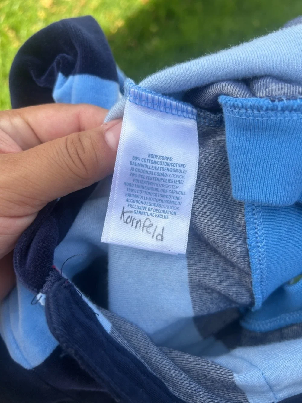 Ralph Lauren Blue & Navy Striped Hooded Zip Sweatshirt